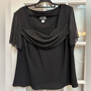 Vintage S.L. Fashions Y2K Sequin Beaded Drape Blouse Whimsigoth Plus Size 22W